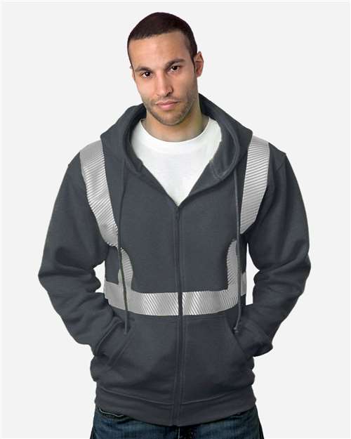 Bayside USA-Made Hi-Visibility Full-Zip Hooded Sweatshirt - Segmented Tape 3737