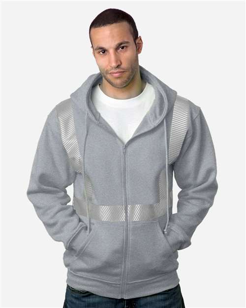 Bayside USA-Made Hi-Visibility Full-Zip Hooded Sweatshirt - Segmented Tape 3737