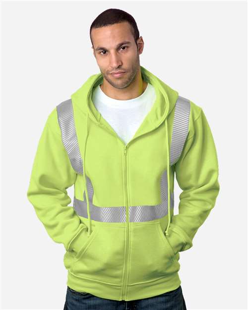 Bayside USA-Made Hi-Visibility Full-Zip Hooded Sweatshirt - Segmented Tape 3737