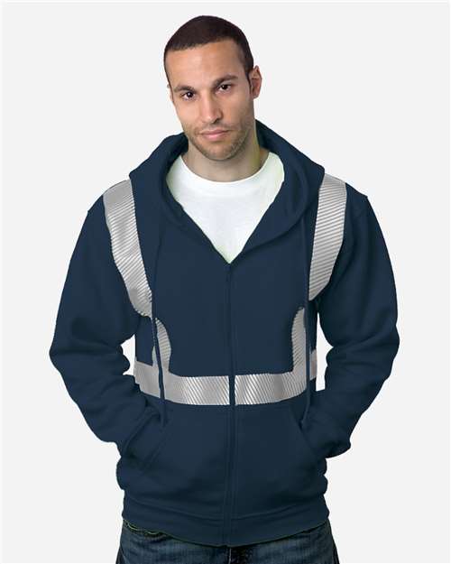 Bayside USA-Made Hi-Visibility Full-Zip Hooded Sweatshirt - Segmented Tape 3737