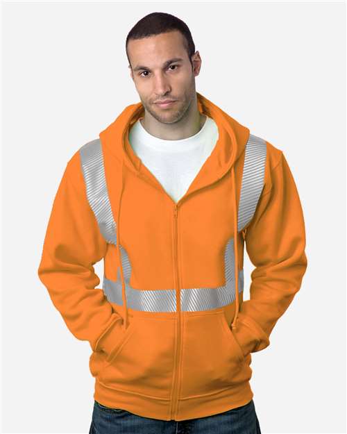 Bayside USA-Made Hi-Visibility Full-Zip Hooded Sweatshirt - Segmented Tape 3737