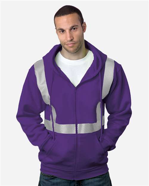 Bayside USA-Made Hi-Visibility Full-Zip Hooded Sweatshirt - Segmented Tape 3737