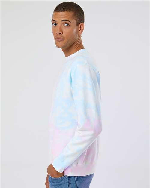 Independent Trading Co. Unisex Midweight Tie-Dyed Crewneck Sweatshirt PRM3500TD