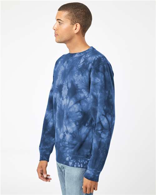 Independent Trading Co. Unisex Midweight Tie-Dyed Crewneck Sweatshirt PRM3500TD